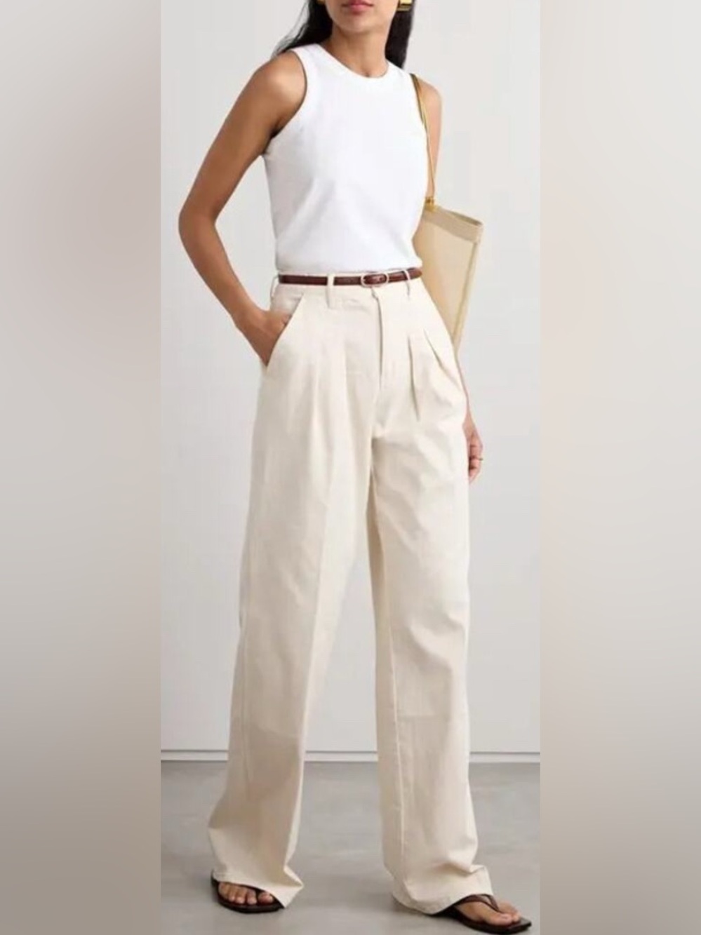 NWOT $398 Veronica Beard Mia Wide Leg Jeans Cream Size 6 28
